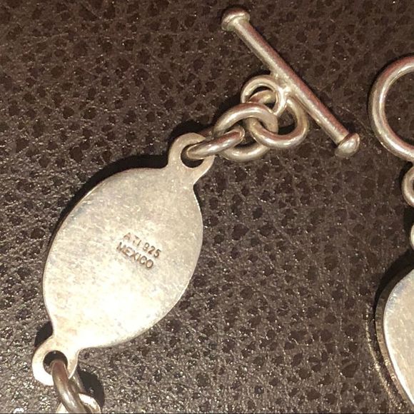 SOUTHWESTERN Mexico Sterling Silver Turquoise Cabochon Linked Bracelet - Picture 4 of 6